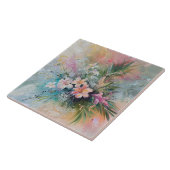 Tropenrosa Weiße Blume Fliese (Seite)