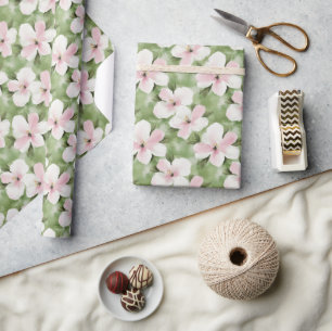 Tropenrosa Weiße Blume Geschenkpapier