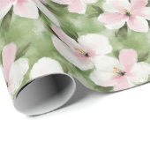 Tropenrosa Weiße Blume Geschenkpapier (Rolleneckpunkt)