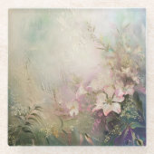 Tropenrosa Weiße Blüte Glasuntersetzer (Vorderseite)