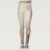 Tropenrosa Weiße Blüte Leggings (Vorderseite)