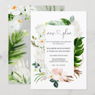 Tropenrosa Weiße Blüte Verspätete Hochzeit Einladung