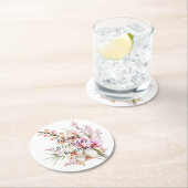 Tropenrosa Weiße Orchideen Blume Geburtstag Runder Pappuntersetzer (Vor Ort)