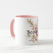 Tropenrosa Weiße Orchideen Blume Geburtstag Tasse (Vorderseite Links)