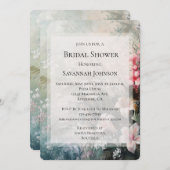 Tropenrosa Weißer Hibiskus Brautparty Einladung (Vorne/Hinten)