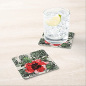 Tropenrot und grüne Wasserfarbe Rechteckiger Pappuntersetzer (Vor Ort)