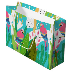 Tropenvögel und Blume Große Geschenktüte