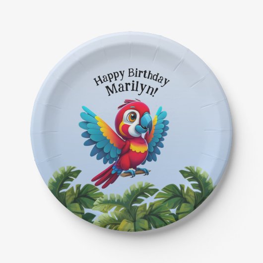 Tropenwald Dschungel Macaw Safari Parrot Bird Pappteller (Vorderseite)