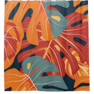 Tropenwald: exotische Blume Tapeten Design. Duschvorhang