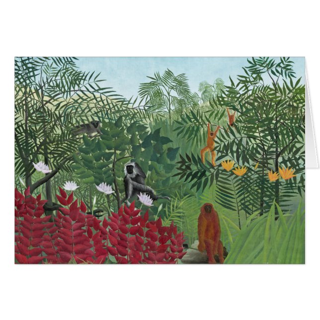 Tropenwald mit Affen, 1910 (Öl auf Leinwand) (Vorderseite (Horizontal))