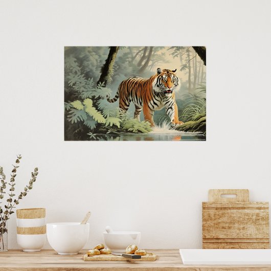 Tropenwald Tiger Vintag Poster (Küche)