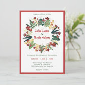 Tropenwald Wild Winter Orange Blume Hochzeit Einladung (Stehend Vorderseite)