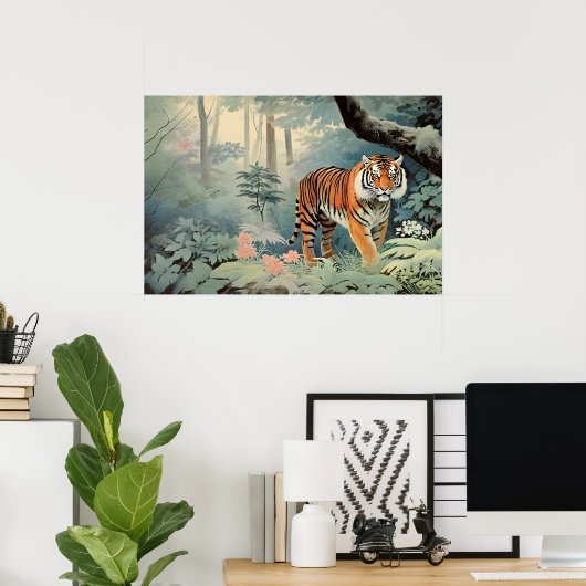 Tropenwald Wildlife Tiger Vintag Poster (Heimbüro)
