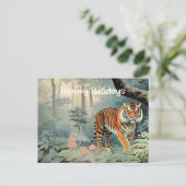 Tropenwald Wildlife Tiger Vintag Postkarte (Stehend Vorderseite)