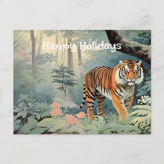 Tropenwald Wildlife Tiger Vintag Postkarte (Vorderseite)