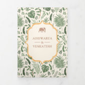 Tropenwaldelephant auf einer indischen Hochzeit Dreifach Gefaltete Einladung (Cover)