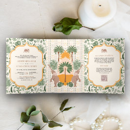 Tropenwaldelephant auf einer indischen Hochzeit Dreifach Gefaltete Einladung