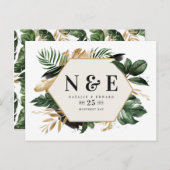 Tropenwaldhochzeit retten das Datum Ankündigungspostkarte (Vorne/Hinten)