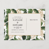 Tropenwaldhochzeit retten das Datum Ankündigungspostkarte (Rückseite)