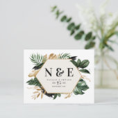 Tropenwaldhochzeit retten das Datum Ankündigungspostkarte (Stehend Vorderseite)