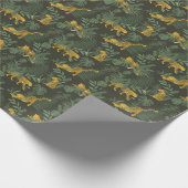 Tropenwaldleopard, dunkelgrünes Muster Geschenkpapier (Ecke)