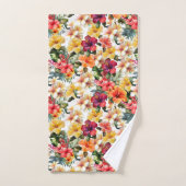 Tropenweißer Gelborange Hibiskus Badhandtuch Set (Handtuch)