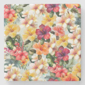 Tropenweißer Hibiskus Steinuntersetzer (Vorderseite)