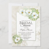 Tropenweißes Orchid-Brautparty Einladung (Vorderseite)