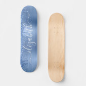 Tropfblauer Glitzer Personalisiert Skateboard (Front)