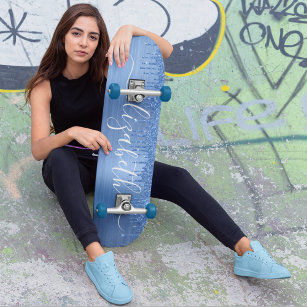 Tropfblauer Glitzer Personalisiert Skateboard