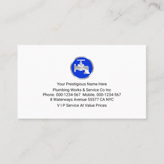 Tropfblauer Wassertropfen Klempnerei Visitenkarte (Rückseite)