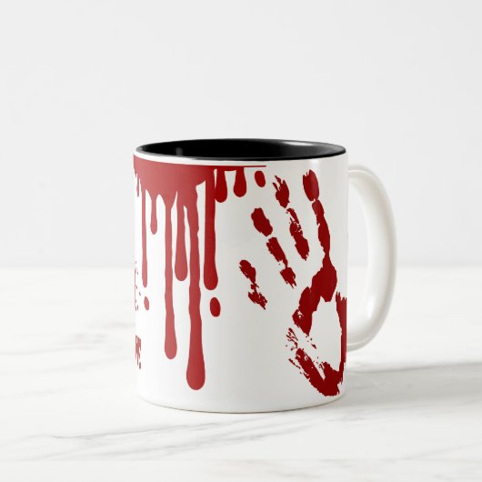 Tropfblut Spritzer Gory Horror Zweifarbige Tasse (VorderseiteRechts)