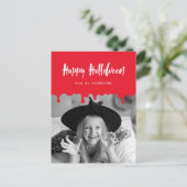 Tropfblutrotes Halloween-Foto Feiertagspostkarte (Stehend Vorderseite)