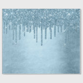 Tropfeis-Glitzer | Blaue Imitate Sparkle Metallic Geschenkpapier (Flach)