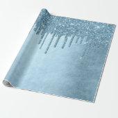 Tropfeis-Glitzer | Blaue Imitate Sparkle Metallic Geschenkpapier (Ungerollt)