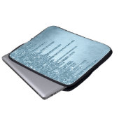 Tropfeis-Glitzer | Blaue Imitate Sparkle Metallic Laptopschutzhülle (Vorne Knopf)