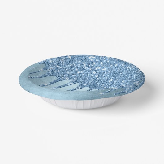 Tropfeis-Glitzer | Blaue Imitate Sparkle Metallic Pappteller (Gewinkelt)