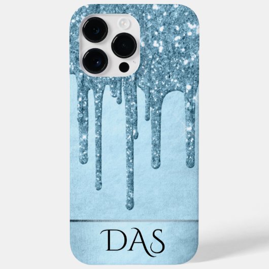 Tropfeis-Glitzer | Blaue Imitate Sparky Monogram Case-Mate iPhone Hülle (Rückseite)