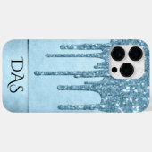 Tropfeis-Glitzer | Blaue Imitate Sparky Monogram Case-Mate iPhone Hülle (Rückseite (Horizontal))