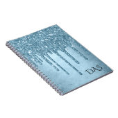 Tropfeis-Glitzer | Blaue Imitate Sparky Monogram Notizblock (Rechte Seite)