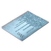 Tropfeis-Glitzer | Blaue Imitate Sparky Monogram Notizblock (Linke Seite)