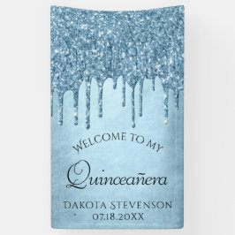 Tropfeis-Glitzer | Blue Sparkle Quinceanera Banner