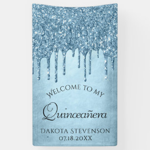 Tropfeis-Glitzer   Blue Sparkle Quinceanera Banner