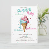 Tropfeis Sommer Geburtstag Einladung (Stehend Vorderseite)