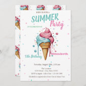 Tropfeis Sommer Geburtstag Einladung (Vorne/Hinten)