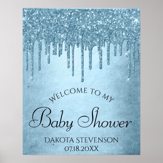 Tropfeisblauer Glitzer | Glam Sparkle Dusche Poster (Vorne)
