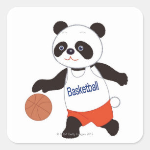 Tröpfelnder Panda-Basketball-Spieler Quadratischer Aufkleber