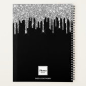 Tropfen 2025 für Schwarz-Silber-Glitzer Planer (Rückseite)