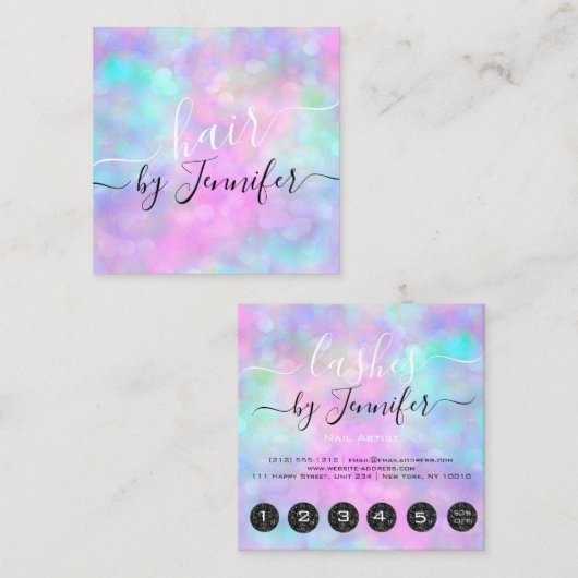 Tropfen 6 Punches Friseur Makeugraphic Quadratische Visitenkarte (Vorne/Hinten)