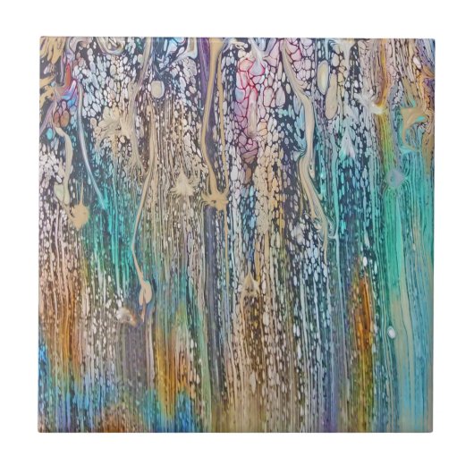 Tropfen Aquamarin und Beige Fliese (Vorderseite)